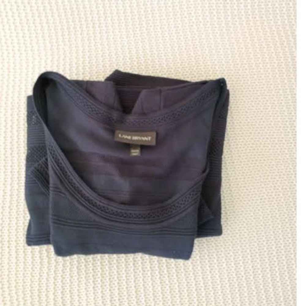 Lane Bryant‎ Plus Size 22/24 Navy Blue Textured Stripe Rayon Knit Scoop Dress - Picture 11 of 11